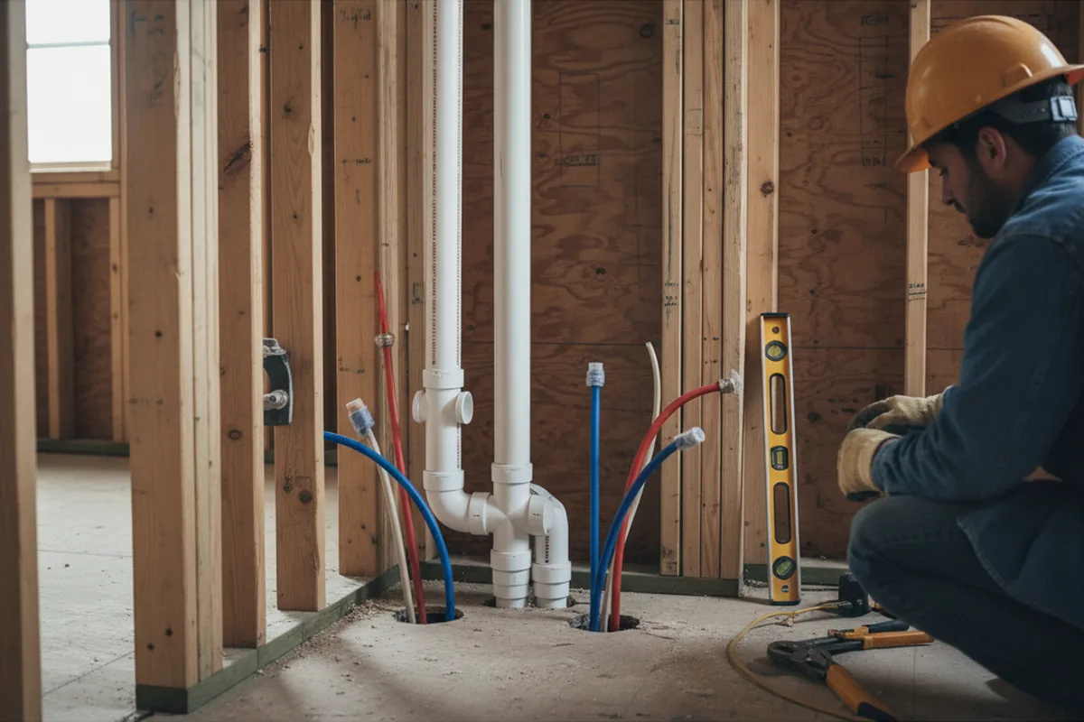 Drain and supply rough-in during Drain Cleaning in Mount Royal